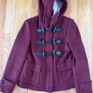Burberry Maroon Toggle Pea Coat